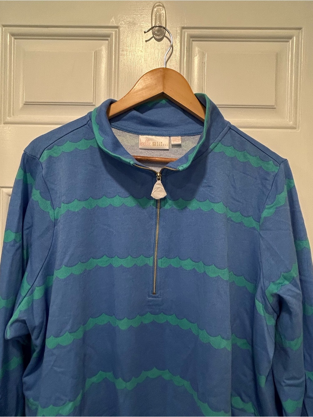 Belle by Kim Gravel "Makin Waves" Scallop Stripe Half Zip Top Plus Sz 1X NWOT - Picture 4 of 11